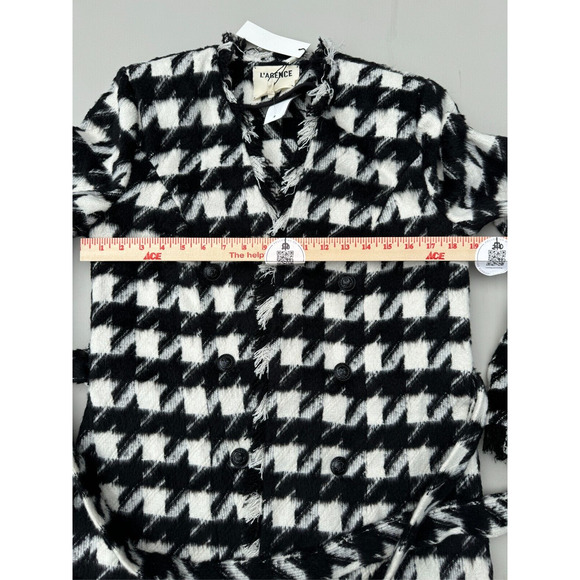 L' Agence Houndstooth print trench coat jacket black & white Sz. 8 New with tags - Picture 12 of 15